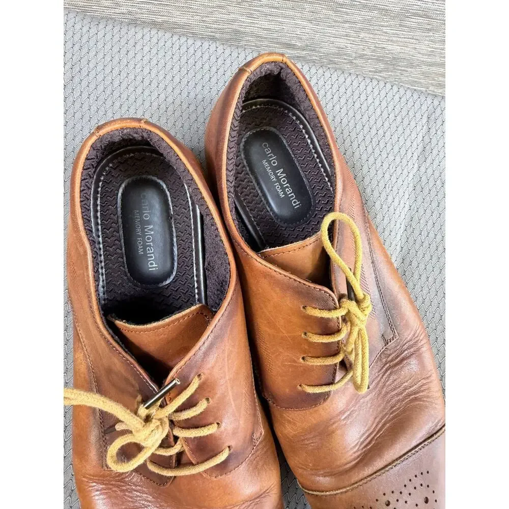 Carlo Morandi Shoes Mens Size 13D Brown Cap Toe Derby Dress Memory Foam 900D70